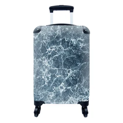 Produktbild von MuchoWow® Koffer Handgepäck Trolley Rollkoffer Kleine Reisekoffer mit 4 Rollen - Marmor - Linie - Blau - Cabin Size < 55x40x23 cm & 55x40x20 cm - Fotokoffer - Kabinenkoffer - Boardgepäck - Reise-Box - Reisekoffer - Reisegepäck - Koffer mit Bild - Trolley für Kinder