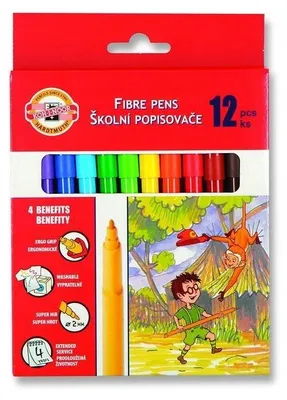 Produktbild von Koh-I-Noor Flamastry 12 Farben Schulbedarf für Kinder
