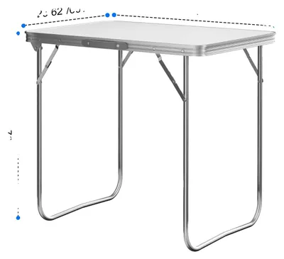 Obrázek produktu pro Skládací stolek, robustní konstrukce z hliníku, úsporný design, rozměry 80×60×5 cm