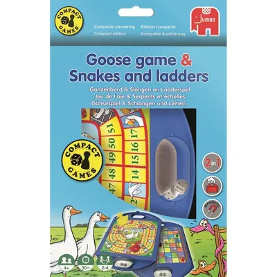 Produktbild von Jumbo Gänsespiel & Schlangen und Leitern Kompaktspiel, Brettspiel, Rennen, 4 Jahr(e), Reiseedition, 30 min, 30 min