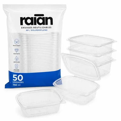 50 Kunststoff-Container mit Deckel, 500 ml, transparent, rechteckig