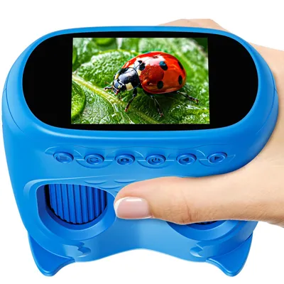 Produktbild von Mikroskop für Kinder und Fernglas für Kinder, 1000X USB 2-in-1 tragbares Taschenmikroskop, 4K 2.0" Bildschirm, 10-facher Vergrößerung Kinderfernrohr