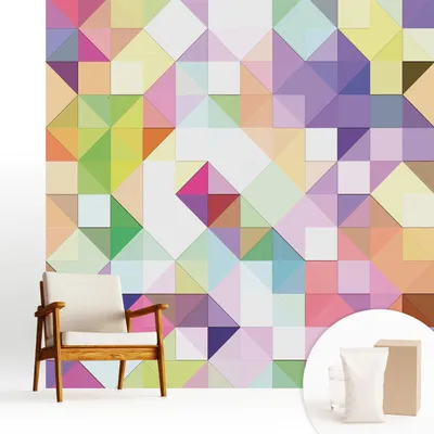 Produktbild von Fototapete  - 250x250 cm - Tapete - Wandtapete - Wandbilder - Dekofolie - Tapete Folie - Wand - Dekoration - Wohnzimmer - Bunte Formen