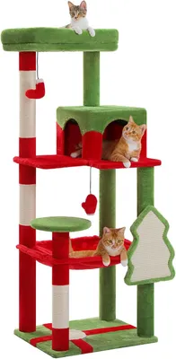 Produktbild von Purpurra Katzenbaum für große Katzen mit Metall Plüsch Hängematte 116cm/ 143 cm