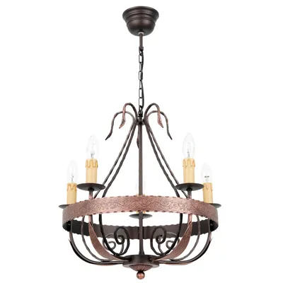 Zdjęcie produktu dla Żyrandol Loara miedziana patyna-złoty 5xE14x15W metal wym:76x60x60cm IP20 Luminex