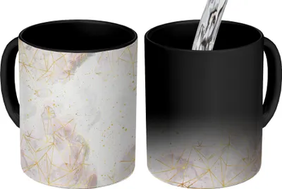 Produktbild von MuchoWow® Zauber Tasse Zaubertasse Magic Marmor - Geometrie - Gold 350 ml Farbwechsel Becher Geschenk Geschenkidee - Magic-Tasse - Fototasse - Keramiktassen - Bilder - Tasse Kaffee - Getränkbecher - K