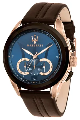 A close-up studio shot of a men's wristwatch.