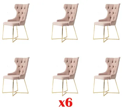 Zdjęcie produktu dla Krzesło Lehn Przemysł restauracyjny 6x Krzesła designerskie Zestaw tapicerki siedziska Chesterfield