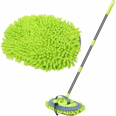 Obrázek produktu pro Kartáč na mytí auta, 120 cm, žinylkové mikrovlákno, smeták s dlouhou rukojetí, odolný proti poškrábání, čištění 2 v 1, teleskopická rukojeť, kartáč na čištění auta, sada kartáčů na auto