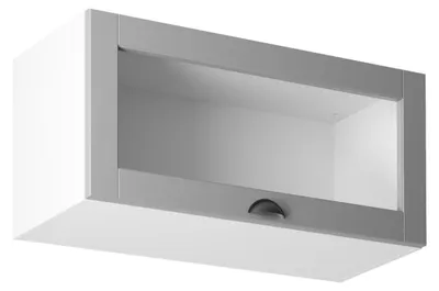 Obrázek produktu pro Horní prosklená skříňka s výklopnými dvířky LUMEA - šířka 80 cm, šedá / bílá