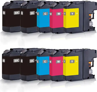 Produktbild von Print-Klex 10x kompatible Tintenpatronen kompatibel mit Bother LC-223 LC-225 LC-227 - Sparpack - Eco Plus Serie - 4x Black 2x Cyan 2x Magenta 2x Yellow