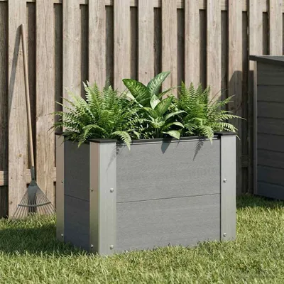 Image de Maison Exclusive - Jardinière surélevée grise, 50 x 30 x 36 cm, en WPC et aluminium