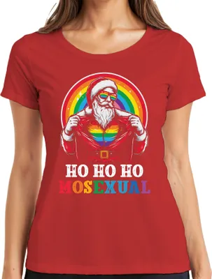Produktbild von Ho Ho Ho Houal LGBTQ Santa - Weihnachten Weihnachtsgeschenk Christmas Damen T-Shirt, Rot, S