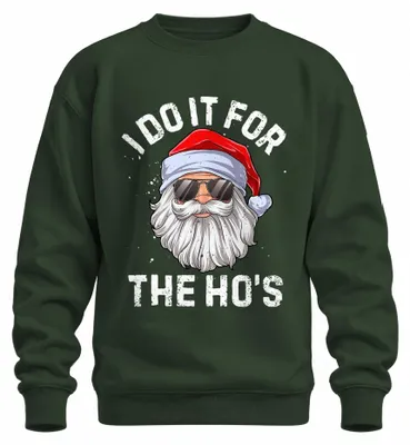 Obrázok produktu pre I Do It For The Ho's – Vianočný sveter s vianočným motívom, tmavozelený, veľkosť XXL
