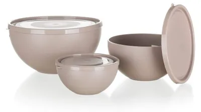 Zdjęcie produktu dla BANQUET Zestaw misek z pokrywką CULINARIA 0,5 / 1,2 / 2,5 l, 6 sztuk, Latte