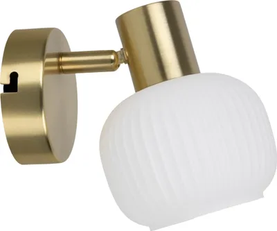 Produktbild von Näve Leuchten 1er Spot Wand-/Deckenleuchte "LEARTA" L: 16cm 1er Spot Wand-/Deckenleuchte "LEARTA" L: 16cm Wandleuchten - 1er Spot Wand-/Deckenleuchte "LEARTA" L: 16cm, Wandlampe im Retro Style, ausMetall und Glas in messingmatt, 13,5 cm hoch, Maße 16 x 10 cm, E14-Fassung