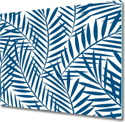 Produktbild von Glas Herdabdeckplatte 60x52 cm Spritzschutz Glasabdeckplatte Schneidebrett Palmenblätter