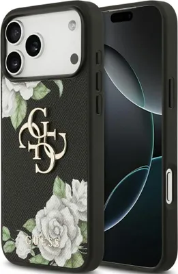 Obrázok produktu pre Guess – Hardcase 4G Grained Roses Big Logo obal na iPhone 17 Pro Max – čierny