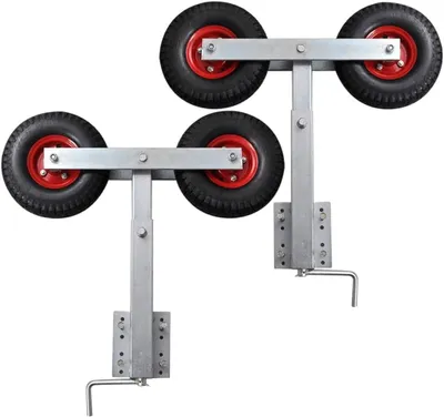 Produktbild von Bootsanhänger-Stütze 250 kg, Doppelrad Bootsstütze 59-84 cm, 2er-Set mit Stahlrahmen und Gummiauflage, höhenverstellbar für Boote bis 500 kg Gesamtgewicht