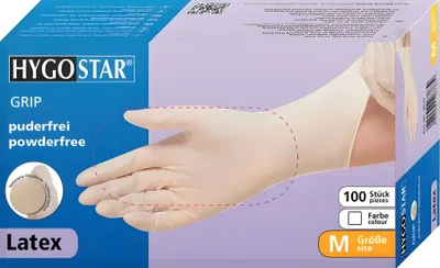 Image de Hygostar 2670 Latexhandschuhe Grip weiß Gr. 10/XL puderfrei