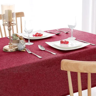 Produktbild von Tischdecke Outdoor Wetterfest Leinenoptik Abwaschbar Rot 135x160 cm