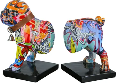 Produktbild von Gilde Buchstütze Mops "Street Art" Kunstharz mehrfarbig 36056