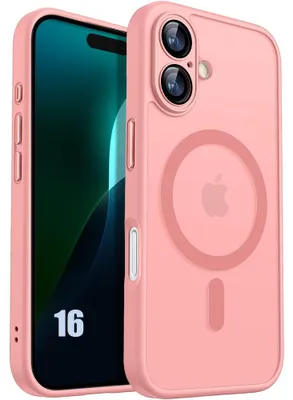 Image de Coque pour iPhone 16, Protection avec Cercle Magnétique et Film Caméra Intégré - Rose