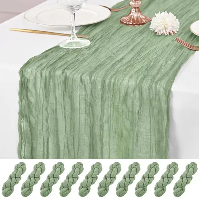 Produktbild von Tischläufer Salbeigrün 10 Stück 55 x 300 cm Gaze Stoff