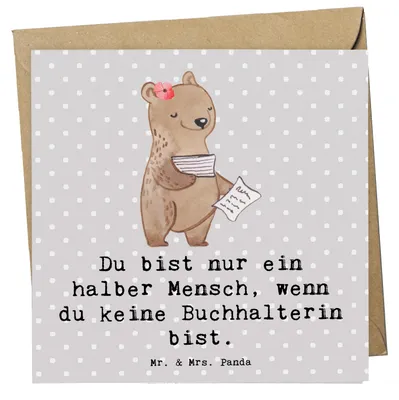 Produktbild von Mr. & Mrs. Panda Glückwunschkarte Buchhalterin Herz - Grau Pastell - Geschenk, Spruch, doppelkarte, Lustig, Grußkarte, faltkarte, Klappkarte, anlasskarte, Buchhalter