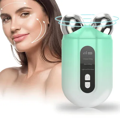 Produktbild von Gesichtsmassagegerät, Schönheitsinstrument, EMS-Massage konstante Temperatur der Stufe 3, für Gesichtsabnahme und Hautverjüngung,Grun