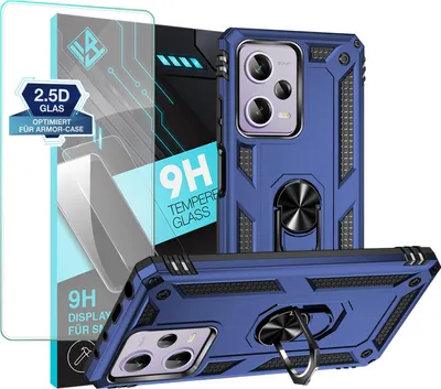 Produktbild von Armor Outdoor Handyhülle für Xiaomi Redmi Note 12 Pro 5G Handy Panzer Case Schutzhülle mit 9H Displayglas Displayschutz Farbe: Blau