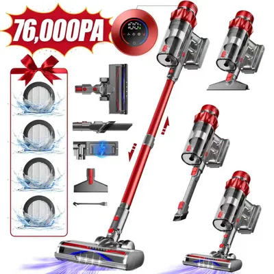 Image de Aiibot Aspirateur balai sans fil,76000Pa/600W/70Mins Aspirateur sans fil Smart Display,Aspirateur balai avec brosse anti-enchevêtrement,trois vitesses