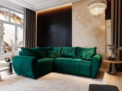 Produktbild von Masseno Ecksofa MADISON L L-S mit Schlaffunktion L-Form, Sofa mit Bettkasten, Wohnzimmersofa, Couch, Soffa, Bettsofa, Couchgarnitur- Grün, KRONOS 19