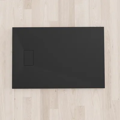 Produktbild von i-flair Duschwanne SMC Schwarz 120x80 cm, Antirutsch, Steinoptik, Ablaufgarnitur, DIN-Anschlüsse