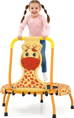 Obrázok produktu pre COSTWAY φ71cm Trampoin detský, minitrampolína s rukoväťou a okrajovým krytom, detská trampolína s motívom astronautov, fitness trampolína pre deti od 3 do 6 rokov