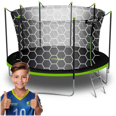 Immagine prodotto di Trampolino da giardino Neo-Sport lungo 404 cm con rete interna e scaletta