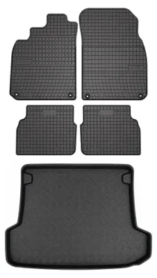 Zdjęcie produktu dla Dywaniki gumowe + mata bagażnika do Saab 9-3 II 2005-2014 (kombi) – czarne, dopasowane – Wielganizator SolidPRO