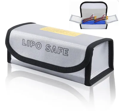 Produktbild von Lipo Safe Aufbewahrungstasche für LiPo-Akkus, feuerfeste Aufbewahrungsbox, Sicherheitstasche mit Klettverschluss, silberfarben (1 Stück)