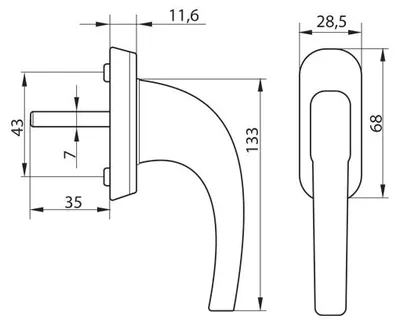 Produktbild von Klamka okienna 15688 Fenstergriff 8-fach braun L-35 mm