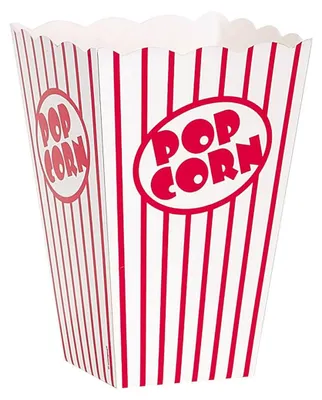 Zdjęcie produktu dla Pudełka na popcorn w biało-czerwone paski - 10 szt.
