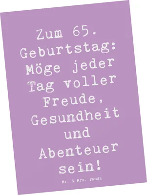 Produktbild von Mr. & Mrs. Panda Postkarte Spruch 65. Geburtstag - Lavendeltraum - Geschenk, Ansichtskarten, Grußkarten, Geburtstagsgeschenk, Grußkarte, Happy Birthday, bildkarte, Wunder