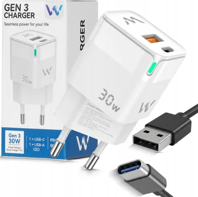 Obrázek produktu pro Originální rychlé nabíjení PD 30 W! Nabíječka WENOM GEN 3 USB-C + USB-A