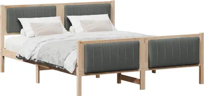 Produktbild von Bettgestell Braun und Dunkelgrau 150 x 200 cm Massivholz Kiefer