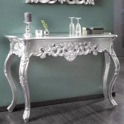 Produktbild von Elegante Konsole VENICE 110cm silber Barock Design Beistelltisch Konsolentisch Anrichte handgearbeitet