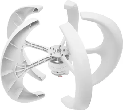 Produktbild von Windgenerator/Windturbine - Vertikale Laternenform - 600W 24V - 5 Rotorblätter - IP67-Regler - 90×60 cm - Nylonfaser - Automatischer Windwinkel - Weiß