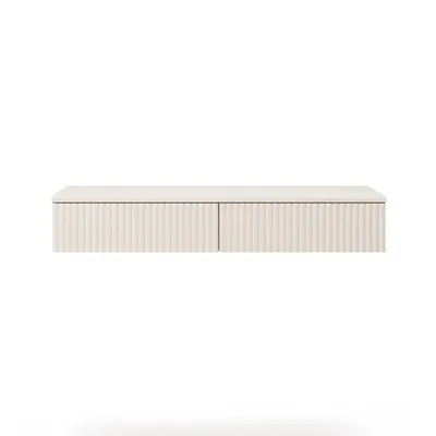 Produktbild von BEAUTYSOFA | Hängender Schminktisch SOFT Kaschmir 100cm, Konsolentisch mit 2 Schubladen und geriffelten Fronten, Push-to-Open-System