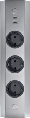 Produktbild von Küchensteckdose 3-fach Edelstahl Ecksteckdose USB A/C Steckdosenleiste