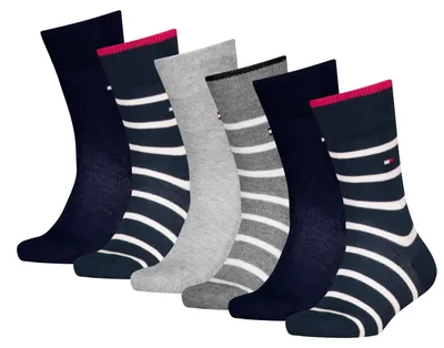 Productafbeelding van Tommy Hilfiger uni kindersokken, Breton-streep, klassiek model, blauw/grijs, maat 35-38 EU