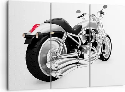 Produktbild von Bild auf Leinwand - Leinwandbild - Chopper Motorrad Chrom - 105x70cm - Wand Bild - Wanddeko - Leinwanddruck - Bilder - Kunstdruck - Wanddekoration - Leinwand bilder - Wandkunst - CE105x70-0476