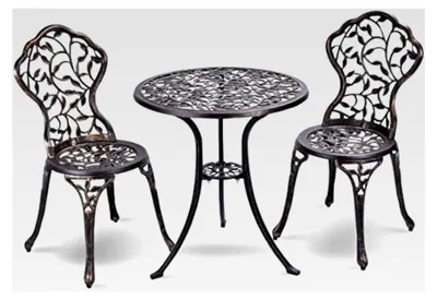 Produktbild von 3-teiliges Gartenmöbelset, Balkonset mit 2 Stühlen und Tisch, Balkonmöbel aus Aluminiumguss, Terrassenmöbel, Gartengarnitur, Sitzgruppe für Terrasse, Balkon, Garten, Antik